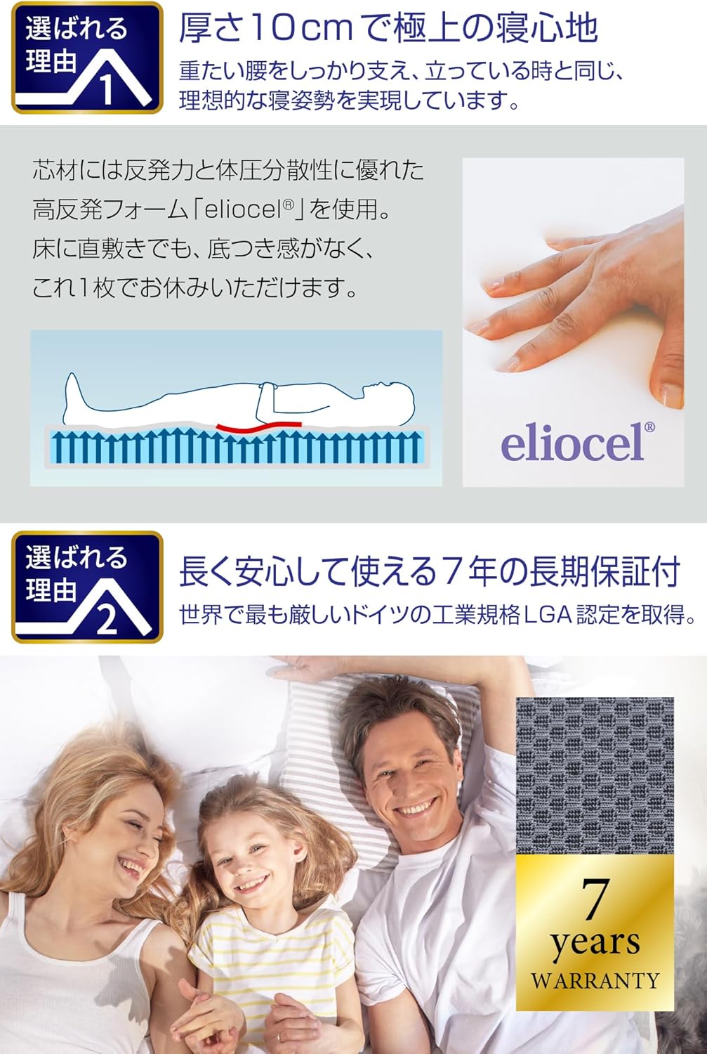 マニフレックス サステナブルウイング 日本用 三つ折り高反発マットレス シングル 10cm 硬め 【正規直販】折りたためます