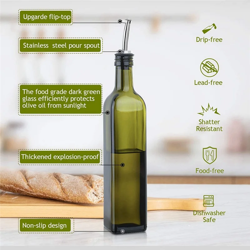 HRBAJ-Cocok untuk Botol Bumbu Dapur Botol Minyak Kaca Minyak Zaitun Pot Minyak Rumah Tangga Set Pot Minyak Kaca Anti Bocor