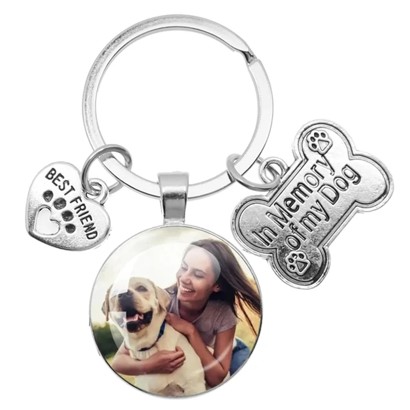 CUSTOM สัตว์เลี้ยง Photo Key แหวน Memory Of My Dog MINI Heart Claw จี้พวงกุญแจแก้วกุญแจรถผู้หญิงที่ชื่นชอบของที่ระลึกเครื่องประดับ