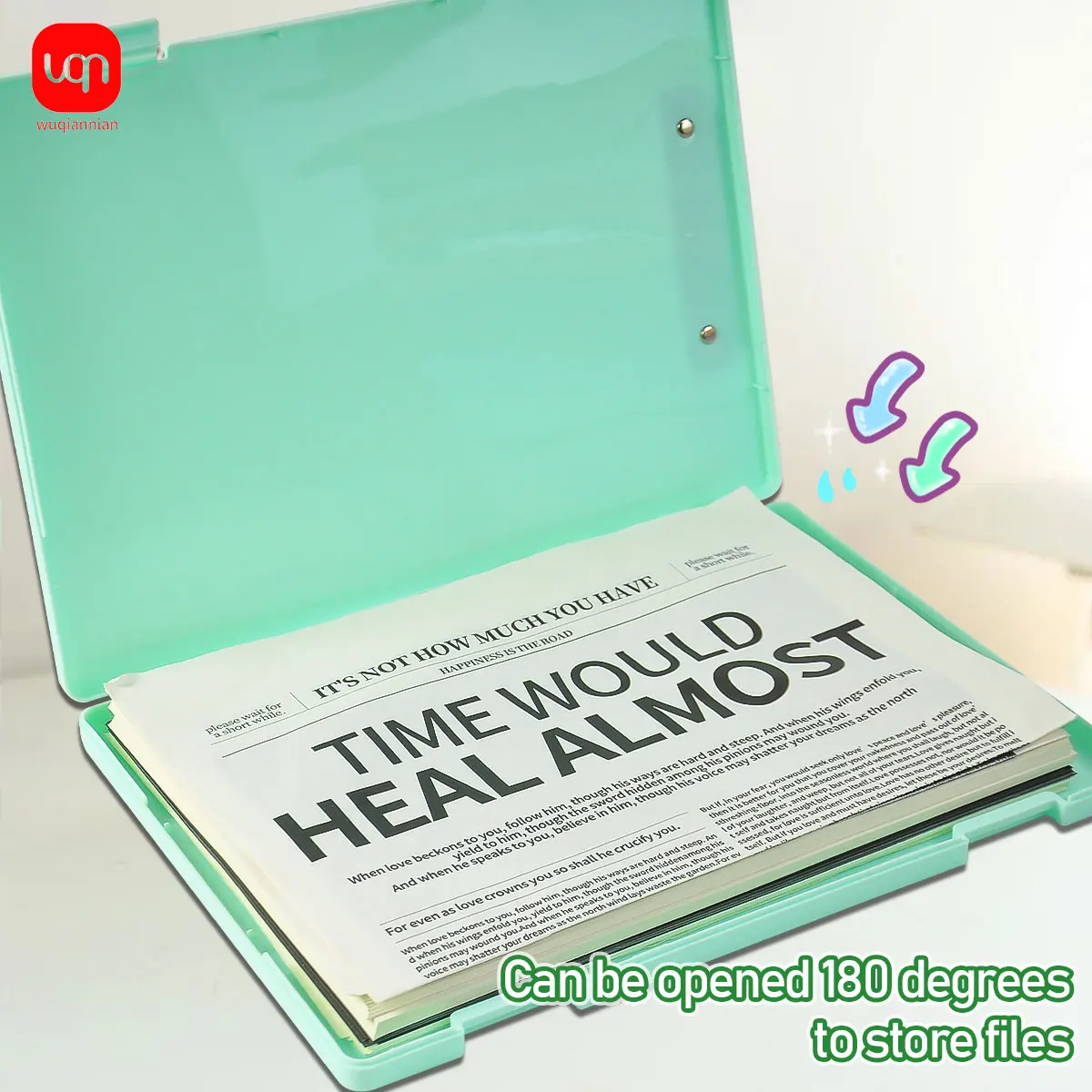 WQN-1PC Durable Multi-functional A4 Folder Storage Box, Large-capacity Writing Storage Integrated Writing Board Data Storage Box