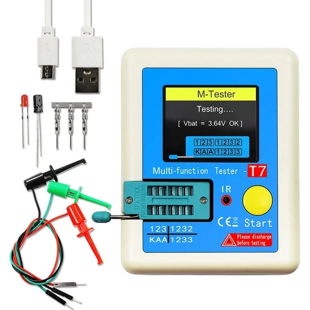 LCR-T7 probador de transistores multímetro pantalla colorida TFT para diodo triodo MOS/NPN/PNP condensador resistencia Transistor