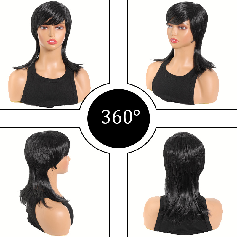 Women's fashionable swallowtail short straight synthetic wig with bangs for breathability suitable for parties and daily use