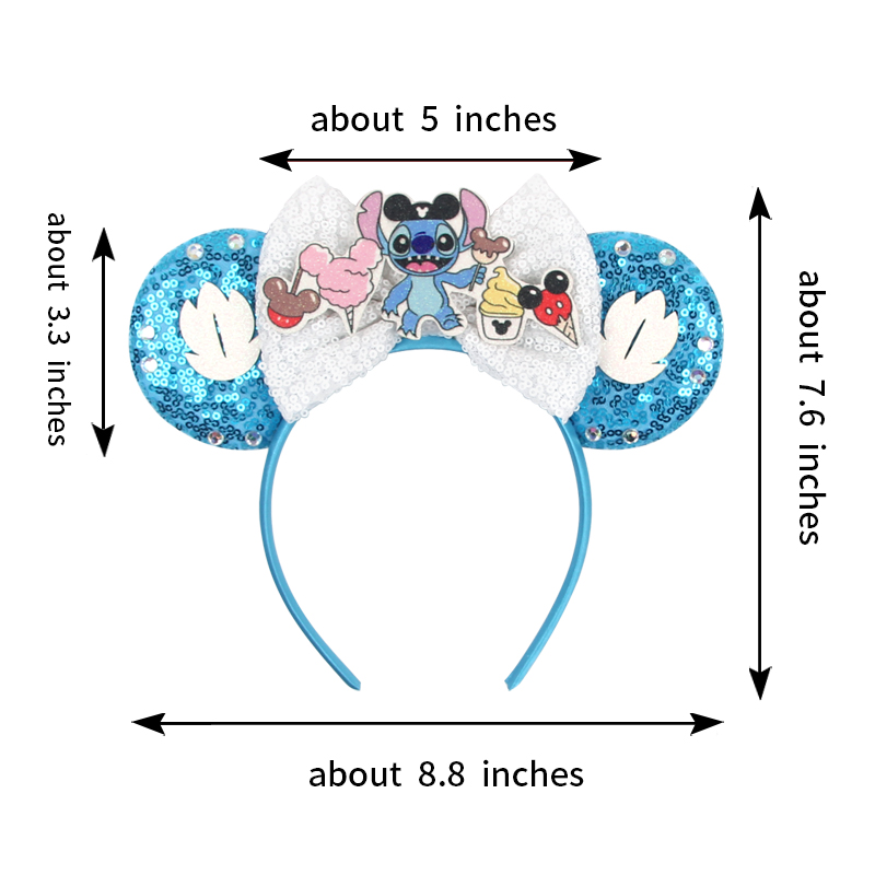2024 Disneyland Dumbo MickeyหูHeadband Stitchเลื่อมBow Hairbandเด็กเทศกาลปาร์ตี้คอสเพลย์DIYอุปกรณ์เสริมผม