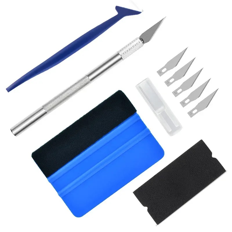 10Pcs Zestaw narzędzi do owijania samochodów Winylowe narzędzia do przyciemniania folii okiennej Narzędzia do owijania samochodów Kije do przycinania krawędzi Ściągaczka do przyciemniania filcowych krawędzi