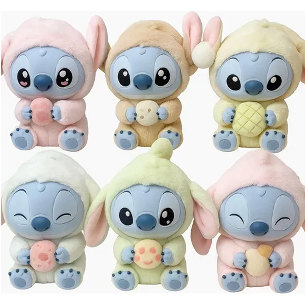 Miniso Stitch comer algo antes de dormir caja ciega de Disney bolsa misteriosa muñecos de peluche de vinilo juguetes colgante sorpresa regalos de los monstruos