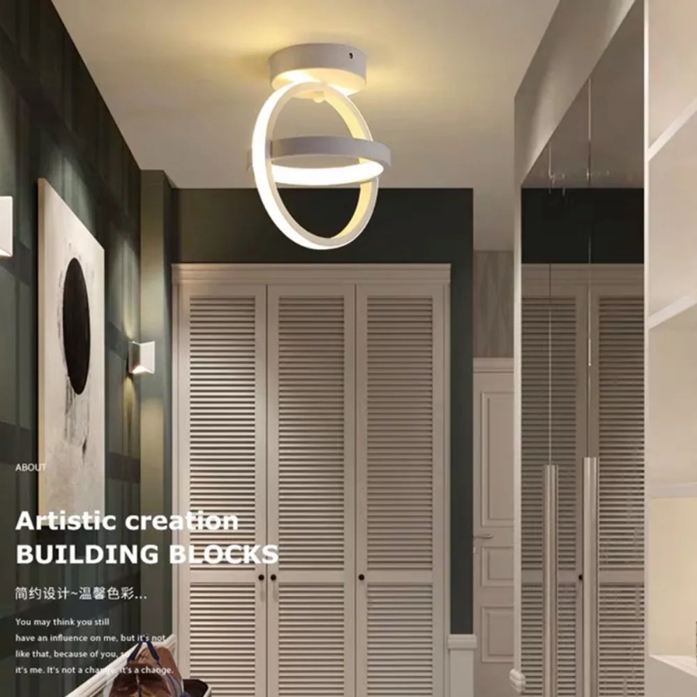 Plafoniera moderna a LED 2 anelli Lampada da soffitto dal design creativo Apparecchi di illuminazione per interni Corridoio Balcone Corridoio Ufficio Luce