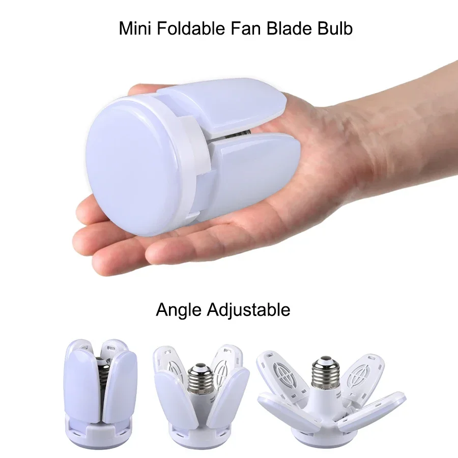 Faltbare E27-LED-Glühbirne, AC 85–265 V, 220 V, Fächerform, LED-Birne, Deckenleuchte, Lampada für Zuhause, Wohnzimmer, Lager, Garage