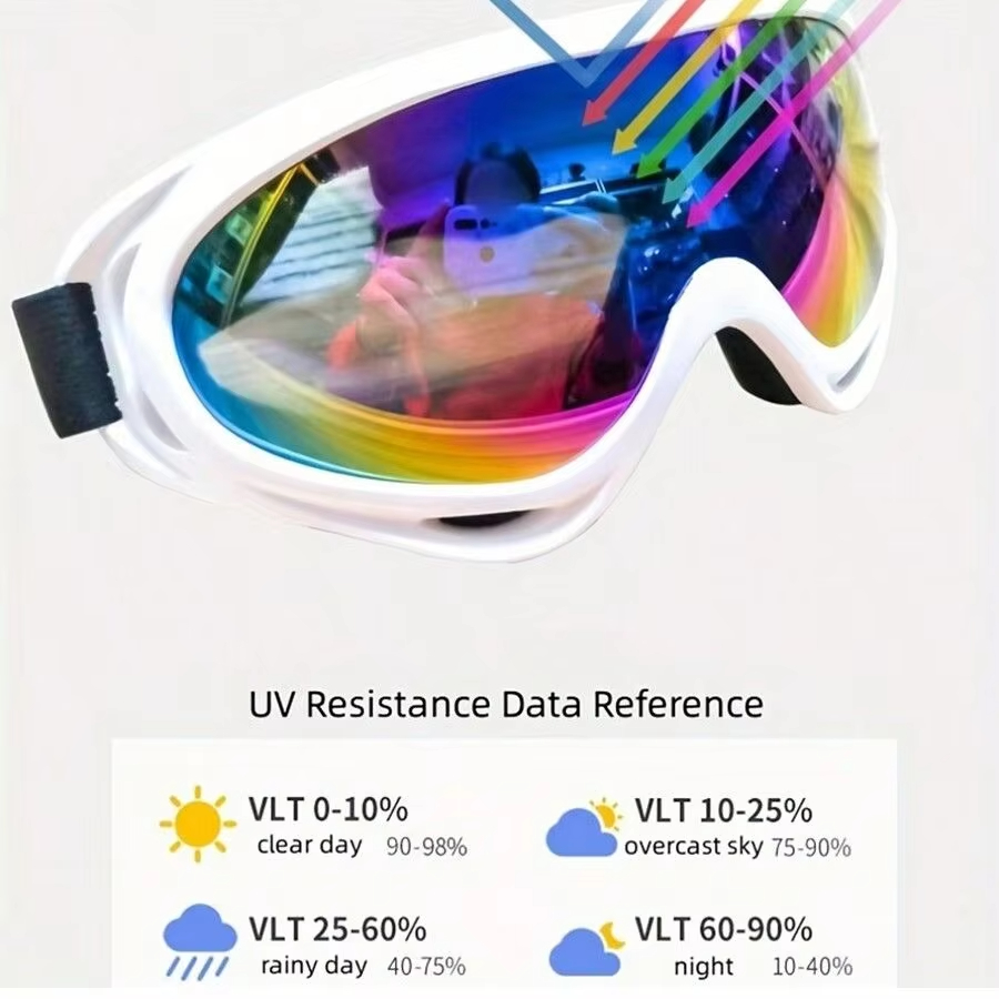 1pc ラージフレーム偏光スキーゴーグル男性と女性用、防風防雪 UV 保護防曇スノーボードゴーグル屋外用