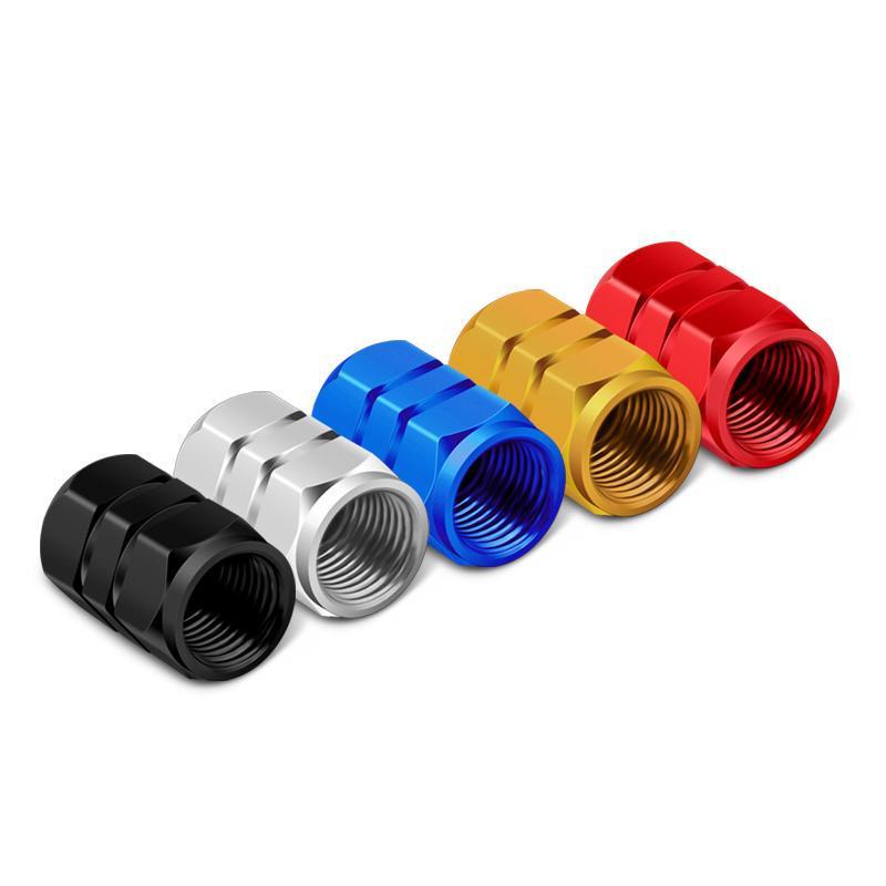 4 Uds. Tapas de válvula de neumático de coche de aluminio, cubierta hermética de válvula de neumático de aleación hexagonal, polvo impermeable para automóviles, motocicletas, camiones y bicicletas