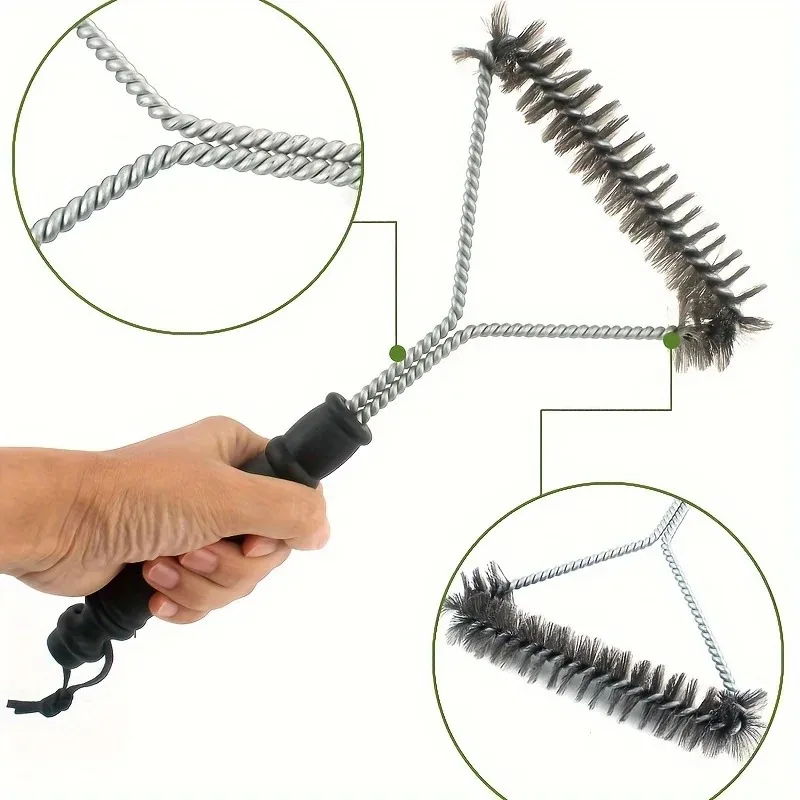 Escova para churrasco, ferramenta de limpeza, acessórios para grelha, cerdas de aço inoxidável, escovas de limpeza antiaderentes, acessórios para churrasco