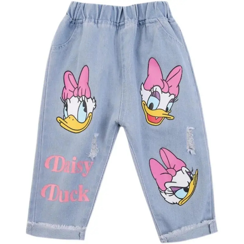 Primavera Verano niños dibujos animados Daisy Jeans finos niñas pantalones vaqueros sueltos niños moda Casual pantalones para 2-6 años