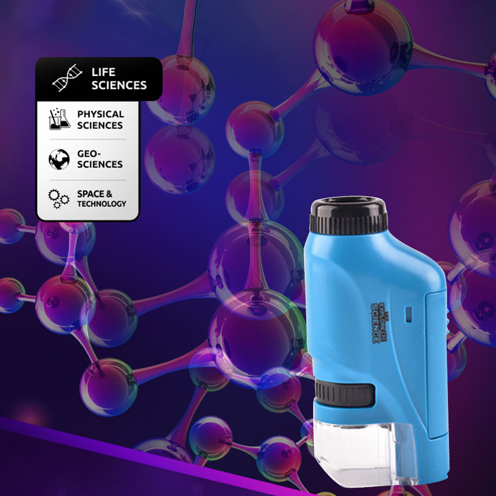 Mini Microscope Kit with LED Light Educational Science Microscope Battery Powered Biological Microscope Kit for Kids Observation