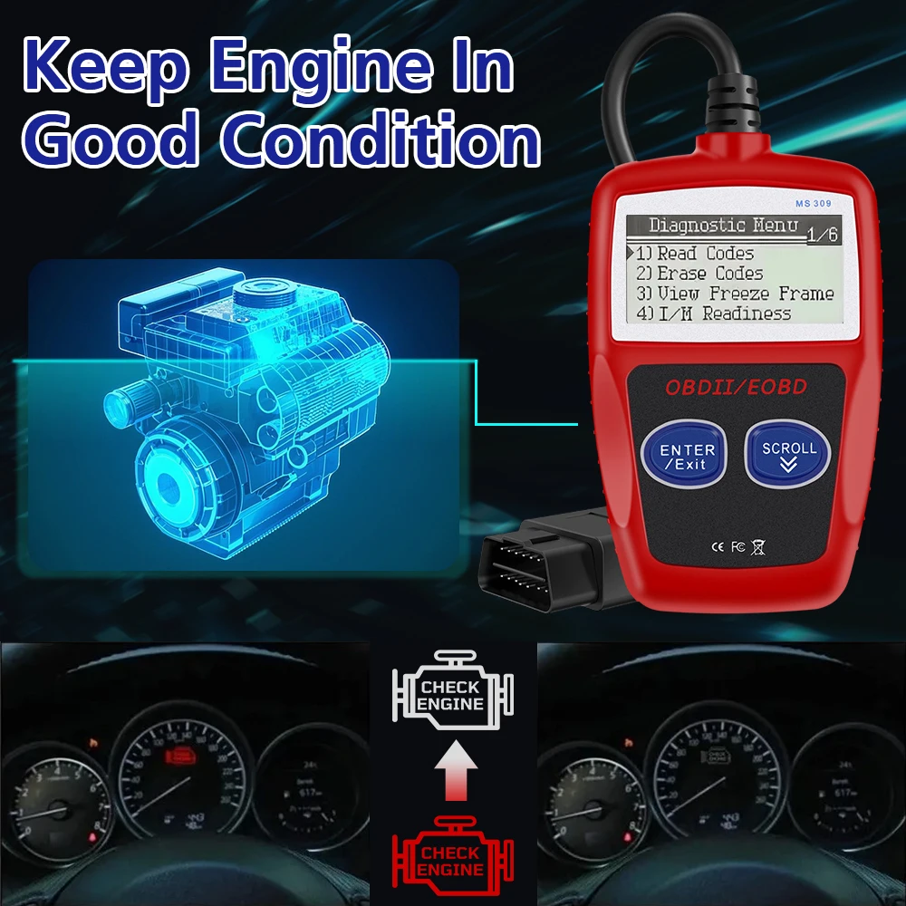 Herramientas de diagnóstico de coche, lector de código OBD2, pantalla Digital, escáner OBD 2, código de falla multifuncional, versión Universal transparente de 16 pines