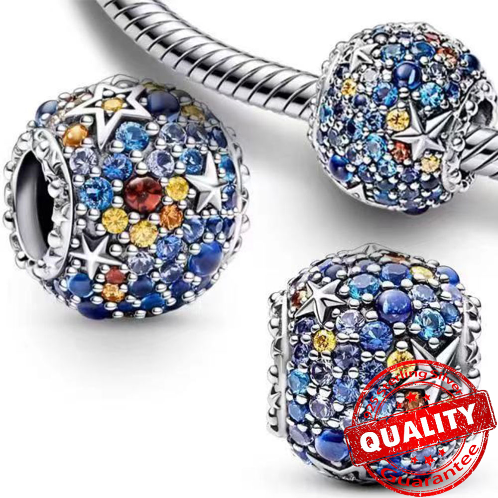 925 Sterling Zilveren Bedels Kleurrijke Zon Maan Sterren Dangle Charm Fit Originele Hanger Armbanden Ketting Vrouwen DIY Fijne Sieraden
