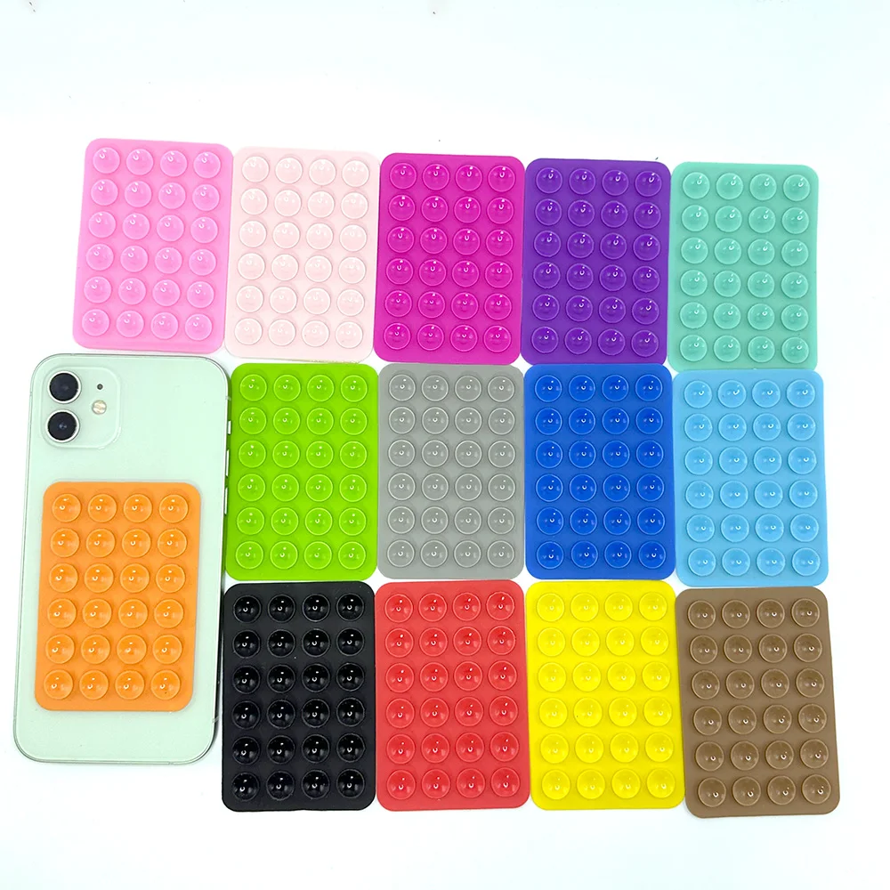 Silicone Mobile Phone Pad with Suction Cup Adhesive Rubber Sucker for Phone Fixation Durable Sticky Backed Silicone Pad for Devi