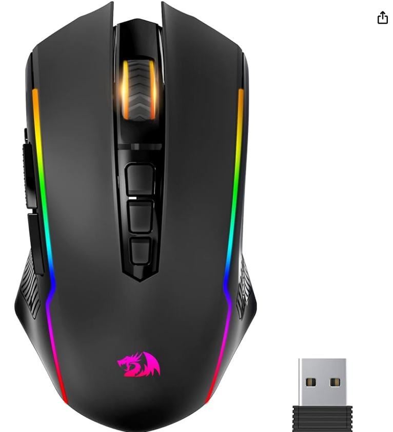 Игровая мышь Redragon, игровая беспроводная мышь с разрешением 8000 точек на дюйм, игровые мыши для ПК с кнопкой огня, программируемая эргономичная RGB-подсветка