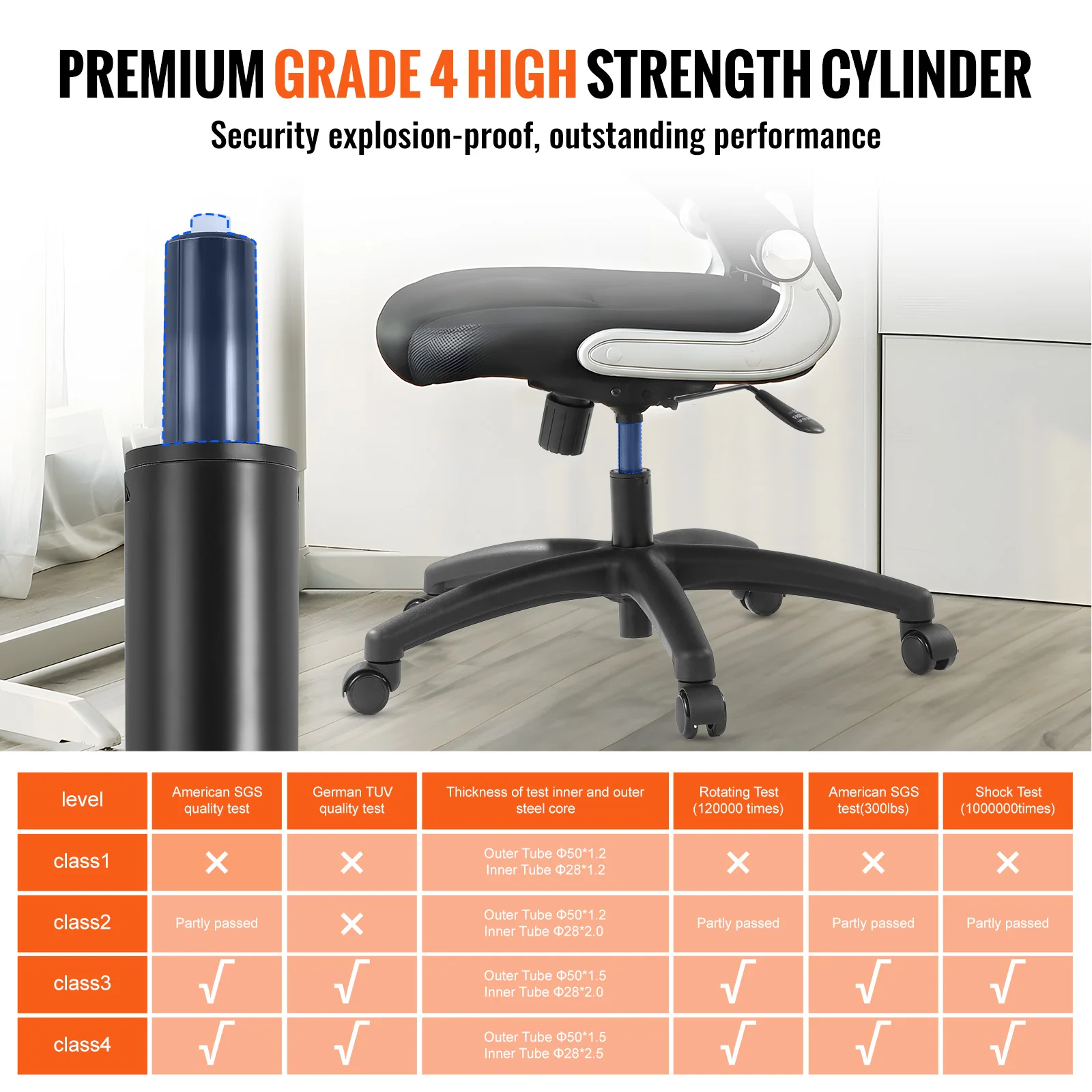 SucceBuy Office Chair Base Replacement 28" 2500 lbs Static Universal Computer Desk Chair Stool Desk Chair Base Replacement Black