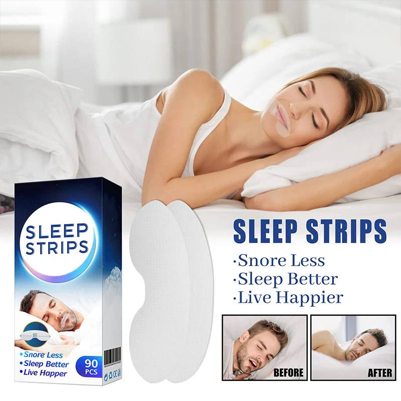 Sleep Strips Anti Snoring Patch ปิดปากหายใจ Patch เหมาะสําหรับผู้ชายและผู้หญิง 90 ชิ้น Sleep Patch