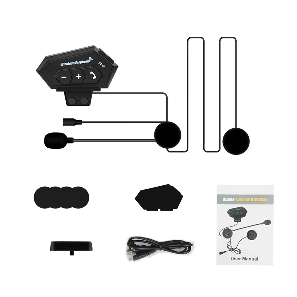 BT12 Bluetooth Motorhelm Headset Draadloze Handsfree Stereo Muziekspeler Luidspreker Hoofdtelefoon Ondersteuning Auto/Handmatig bellen