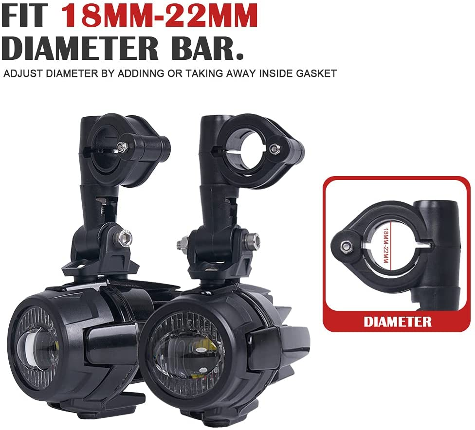 LED auxiliary headlight + mounting kit for BMW headlights GS 1200 1250 F800GS R1100GS F700GS black With Relay Wiring Harness