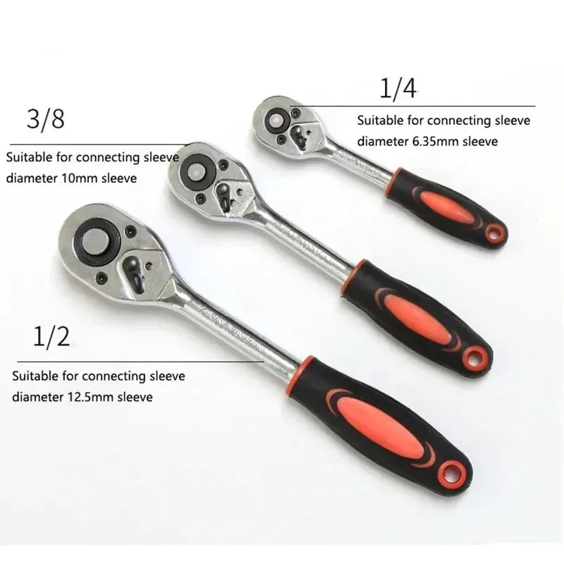 Juego de llaves de mango de trinquete de 12 piezas, Kit de llaves con varilla de extensión y 10 enchufes comunes, herramientas manuales de reparación de automóviles, 1/4, 3/8, 1/2