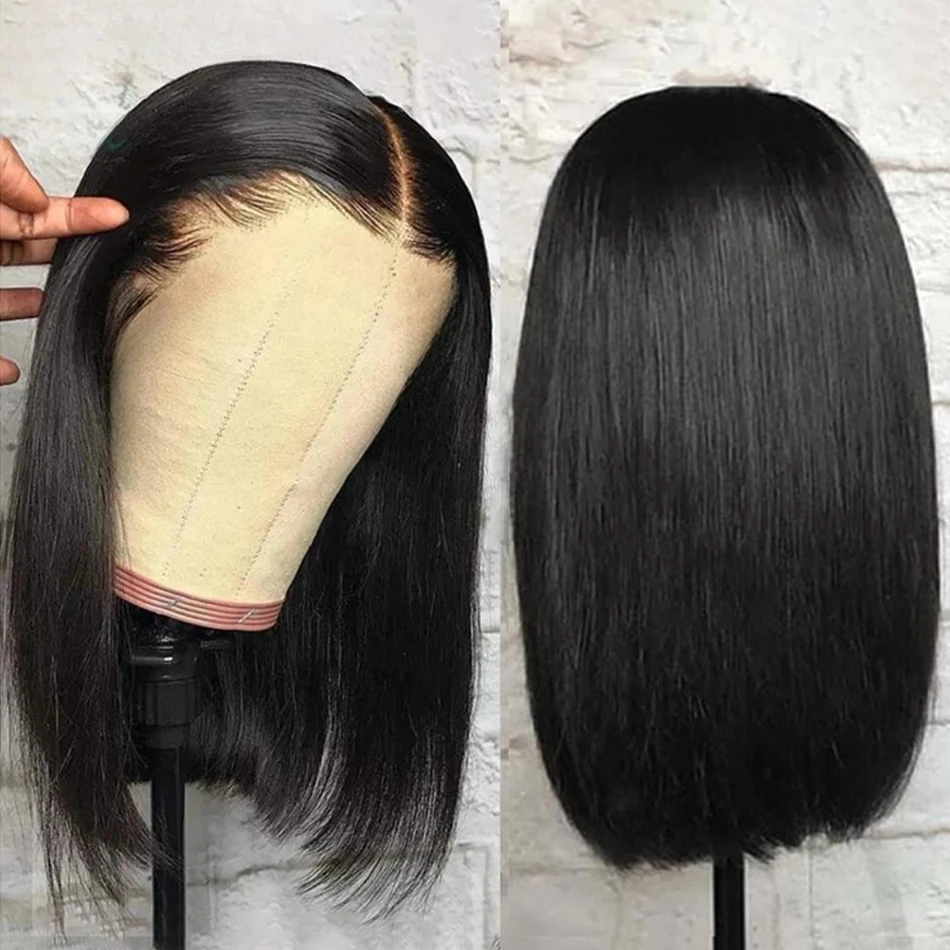 Wear And Go Glueless Bob Parrucca Anteriore Del Merletto Parrucche Dei Capelli Umani Breve Prepizzicato Dritto 13x4 HDTrasparente Parrucca Frontale Del Merletto Bob OnSale