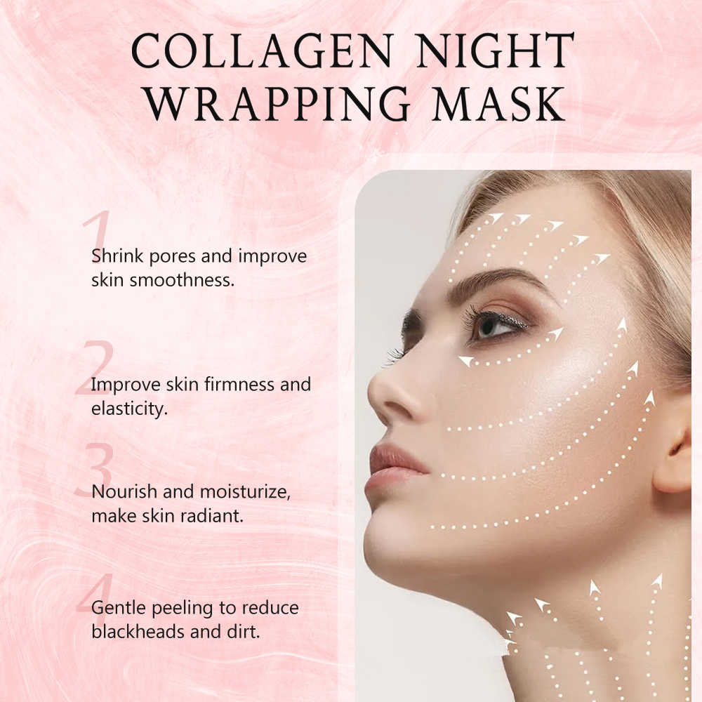 Nachtkollagen-Wickelmaske, Verjüngung, feuchtigkeitsspendend, aufhellend, koreanische Gesichtsmaske, machen leuchtende Hautelastizität, Gesichtsmaske