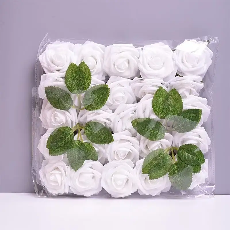 25pcs 인공 꽃, 가짜 꽃 장미 DIY 웨딩 부케 센터 피스 배열 파티 홈 장식