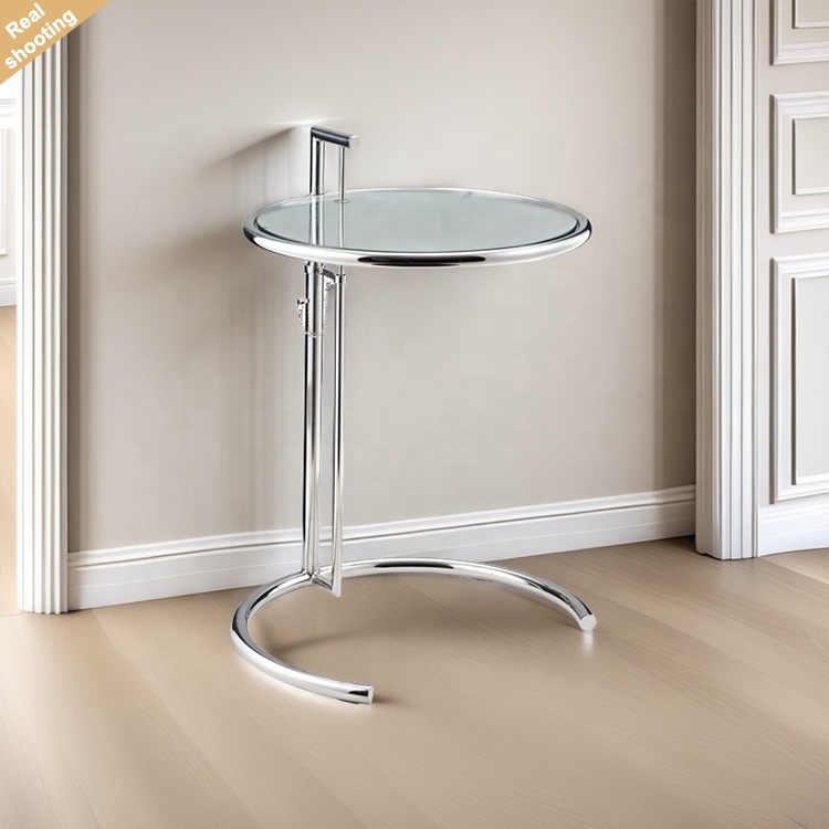 Северный современный каркас из нержавеющей стали, диван, приставной столик, круглый журнальный столик для гостиной, регулируемая высота