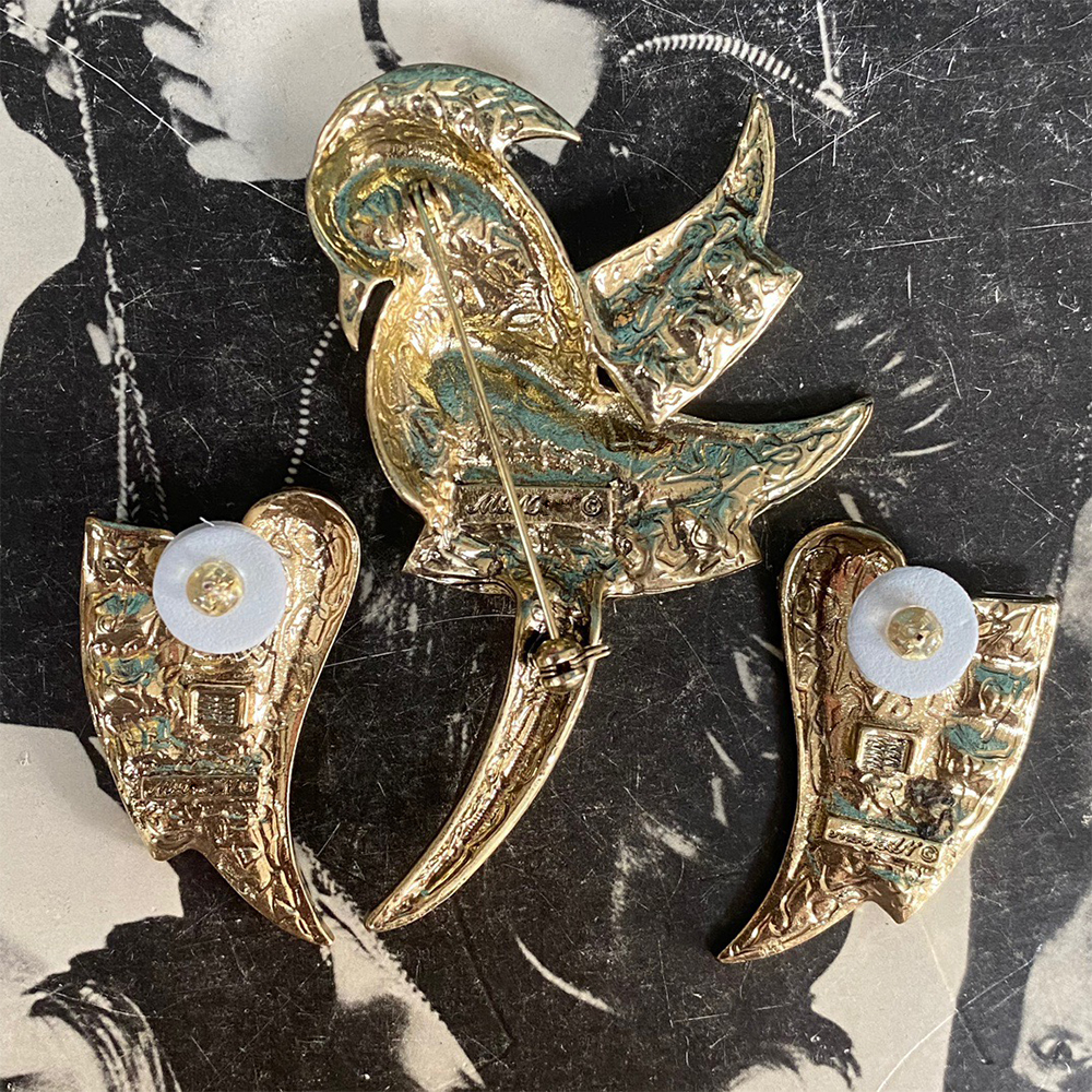 Brincos Cobre com Broche Zircão para Mulheres e Meninas, Chapeamento Dourado, Conjunto de Jóias, Presente Festa, Temperamento Vintage