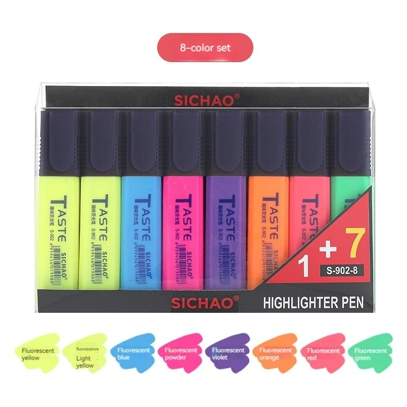 4/8 Stück/Set Textmarker, Markierungsstift mit Keilspitze, 4/6/8 verschiedene Pastellfarben, für extra lange Markierungsaufführungen, niedliches Briefpapier