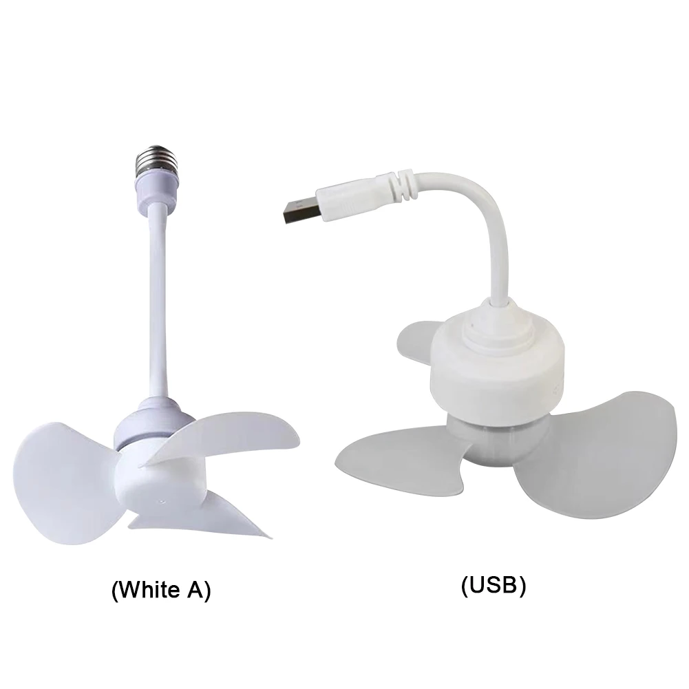 LED Mini Deckenventilator E27 Sockel/USB Kronleuchter Deckenventilator Schlauchverlängerung Glühbirne Ventilator mit Sockel für Schlafzimmer Wohnzimmer