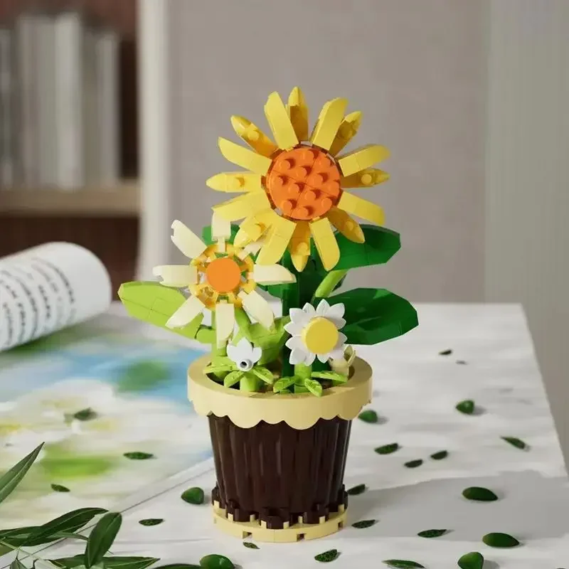 Mini Flower with Pot Micro Building Blocks Toys - Intricate Floral Details, Multiple Styles Available for Home and Office Décor