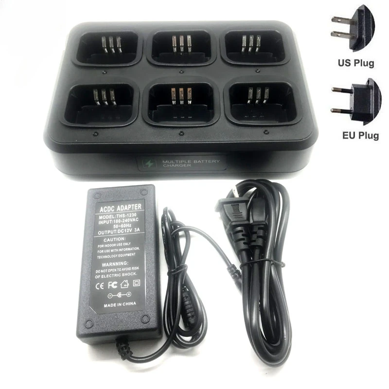 Cargador rápido de escritorio multifuncional de seis vías para Motorola CP200 EP450 CP040 CP140 CP150 CP180 DP1400 GP3688 PR400 DEP450 Radio