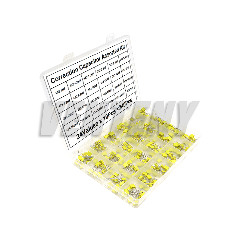 240pcs/Lot Correction Capacitor Assorted Kit 24Values Each 10pcs 100V 102J - 105J  Safety Capacitance Set