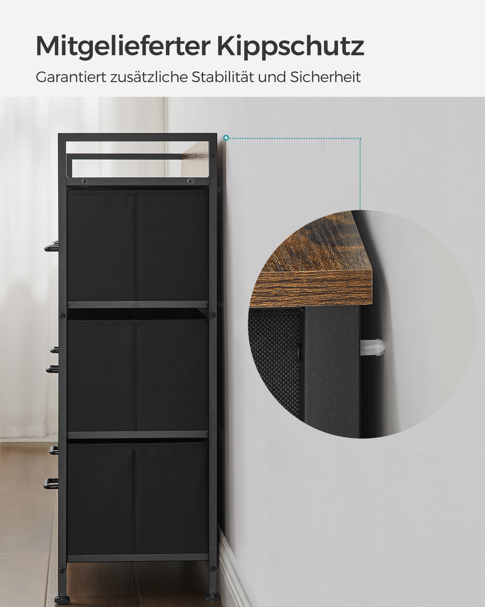 Songmics 7 Laden Industriële Stijl Metalen Frame Dressoir