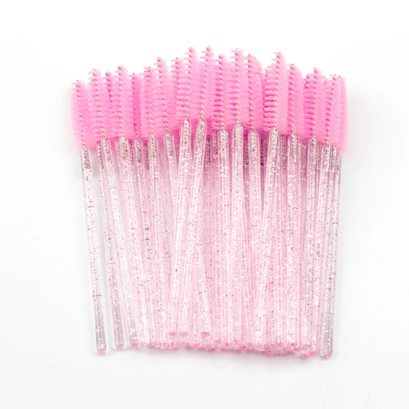 Nuevo 5/25/50 Uds venta al por mayor cepillo de pestañas de cristal aplicador cepillos de pestañas varita de rímel de plástico extensión de pestañas maquillaje belleza