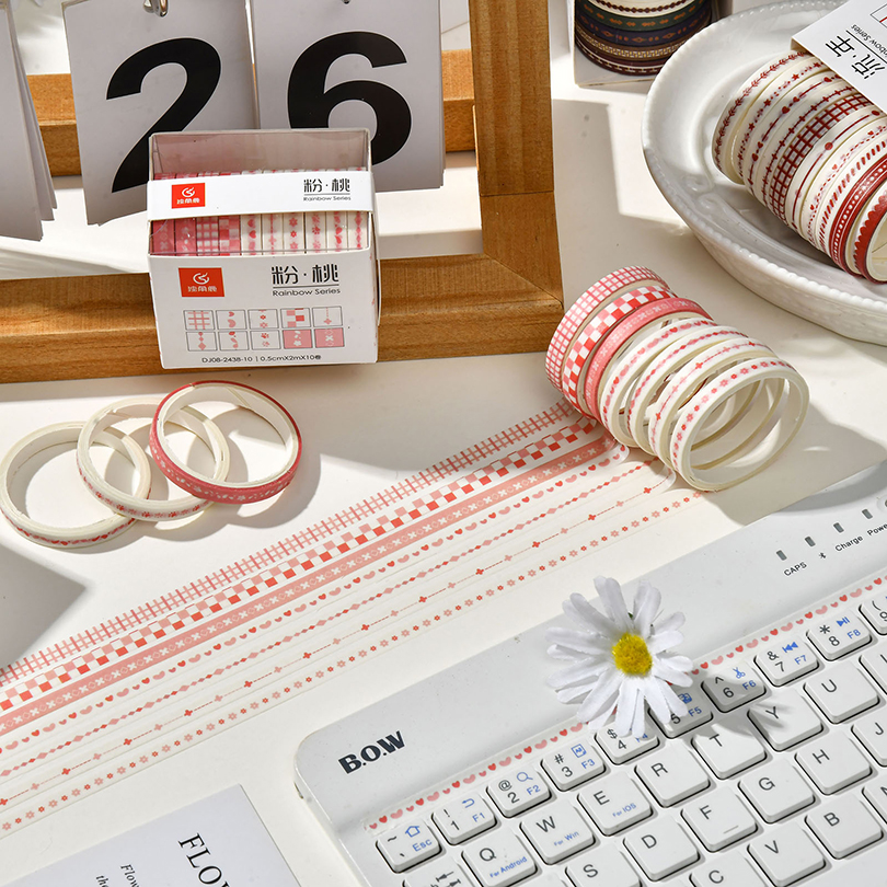 10 ロールスリムベーシック和紙テープスクラップブッキング用品和紙テープセットレインボー Cinta Adhesiva Decorativa ジャーナル日記和紙テープ
