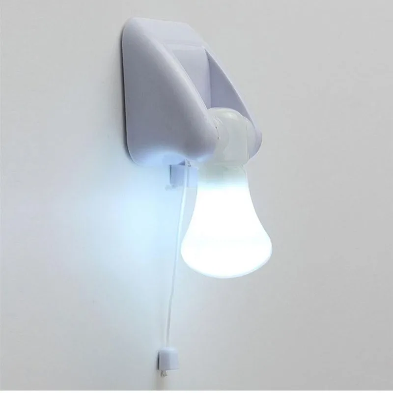 Luces LED de noche de pared con cable de tracción, lámpara de mesa para armario, bombilla autoadhesiva para el hogar, baño, dormitorio, iluminación con pilas
