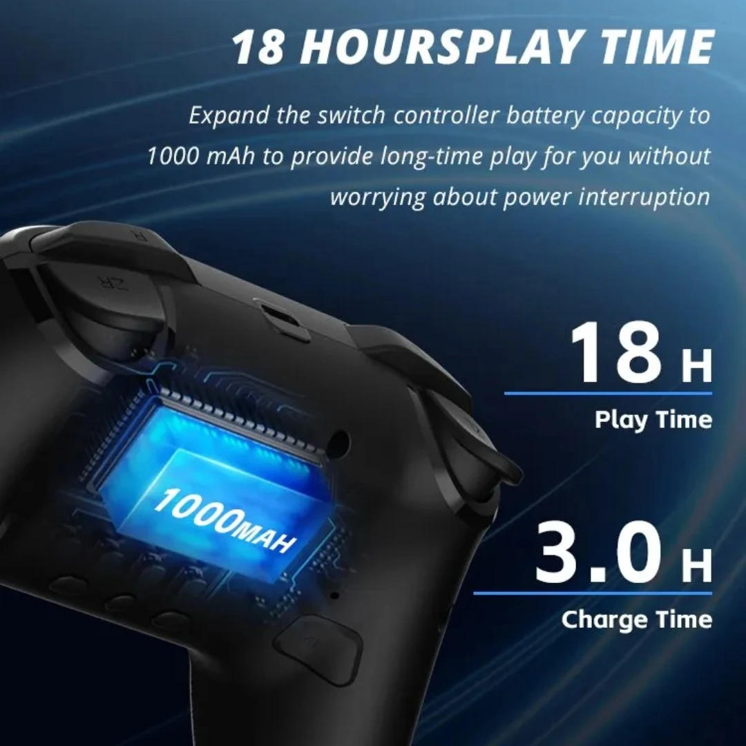 Controlador sem fio rgb para nintendo switch oled/lite console pro gamepad com bateria de 600/1000mah função turbo programável