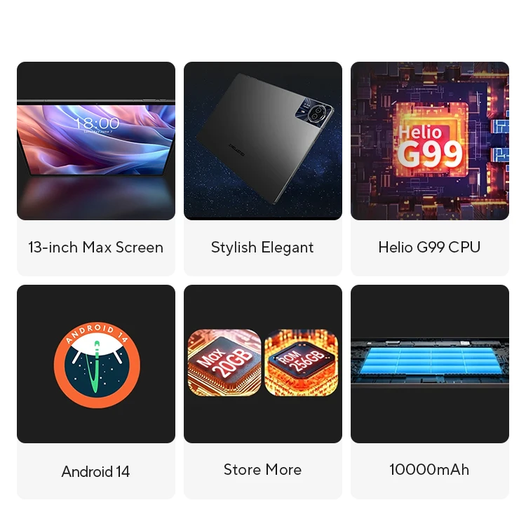 【Мировая премьера】Teclast T65 Max, 13-дюймовый HD-дисплей, Android 14, планшет MediaTek G99, 8 ГБ ОЗУ, 256 ГБ ПЗУ, 10 000 мАч, аккумулятор Widevine L1 планшет