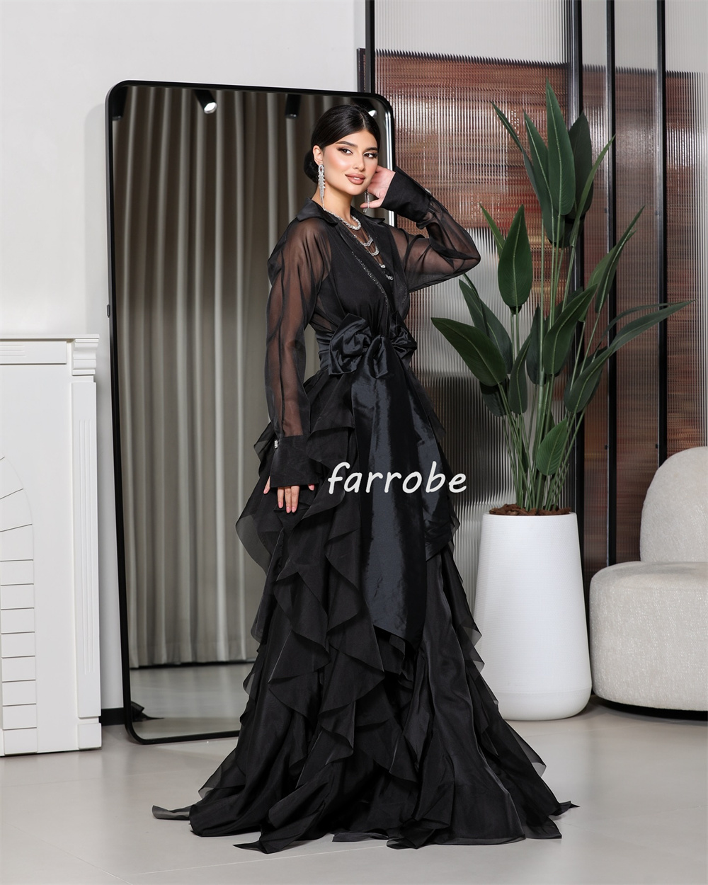 Personalizado intrincado moda organza plissado ruched drapeado faixa arco a linha com decote em v vestidos longos sob medida vestidos de ocasião formal