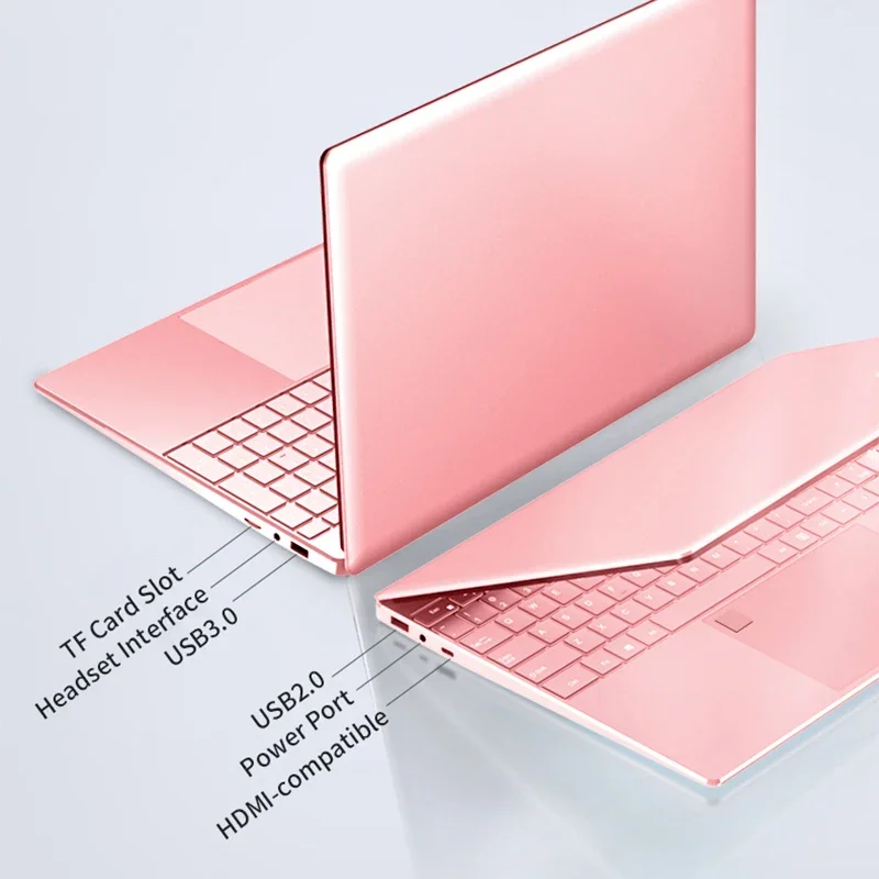 2025 Laptop rosa Windows 11 Office Education Gaming Notebook 15,6 “11ta generación Intel Celeron N5095 16G RAM 1T WiFi dual Lado estrecho