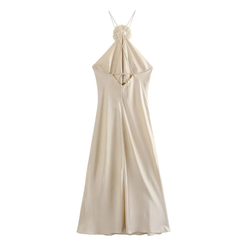ONKOGENE Blume Halfter Kleid Frau Off Schulter Satin Langes Kleid Frauen Backless Sexy Abendkleider Sommer Party Kleider Für Frauen