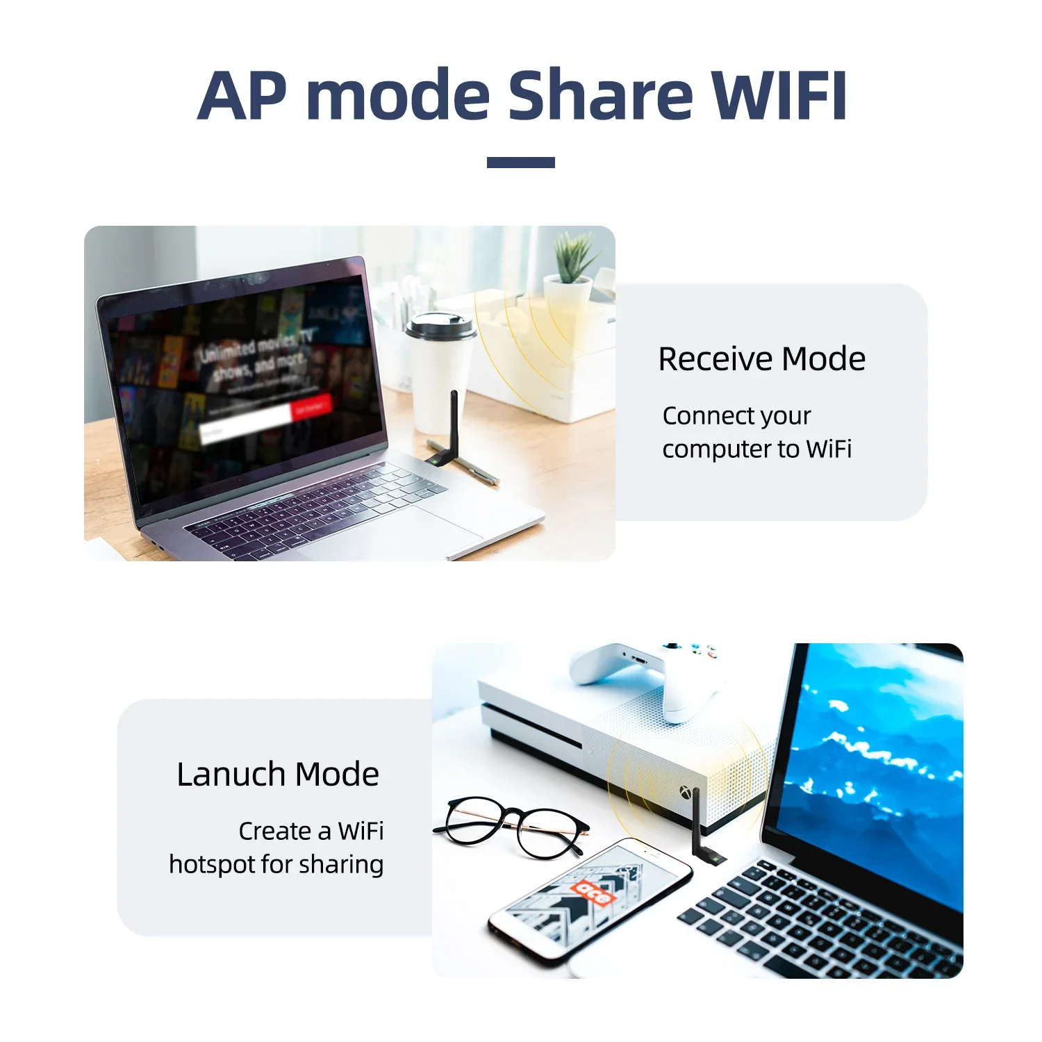 Drahtlose Netzwerkkarte MT7601 USB WiFi Wireless Sender Set Top Box IPTV Wireless Receiver Wifi Antenne für Desktop-Laptops