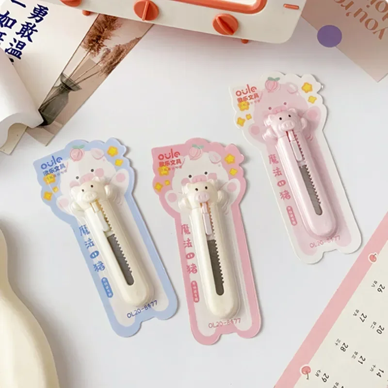 1 Pc Mini Lovely Utility มีดคาวาอิ Piggy กระต่ายเครื่องตัดกล่องน่ารักเครื่องเขียนมีดพับน่ารักเครื่องตัดกระดาษนักเรียนอุปกรณ์