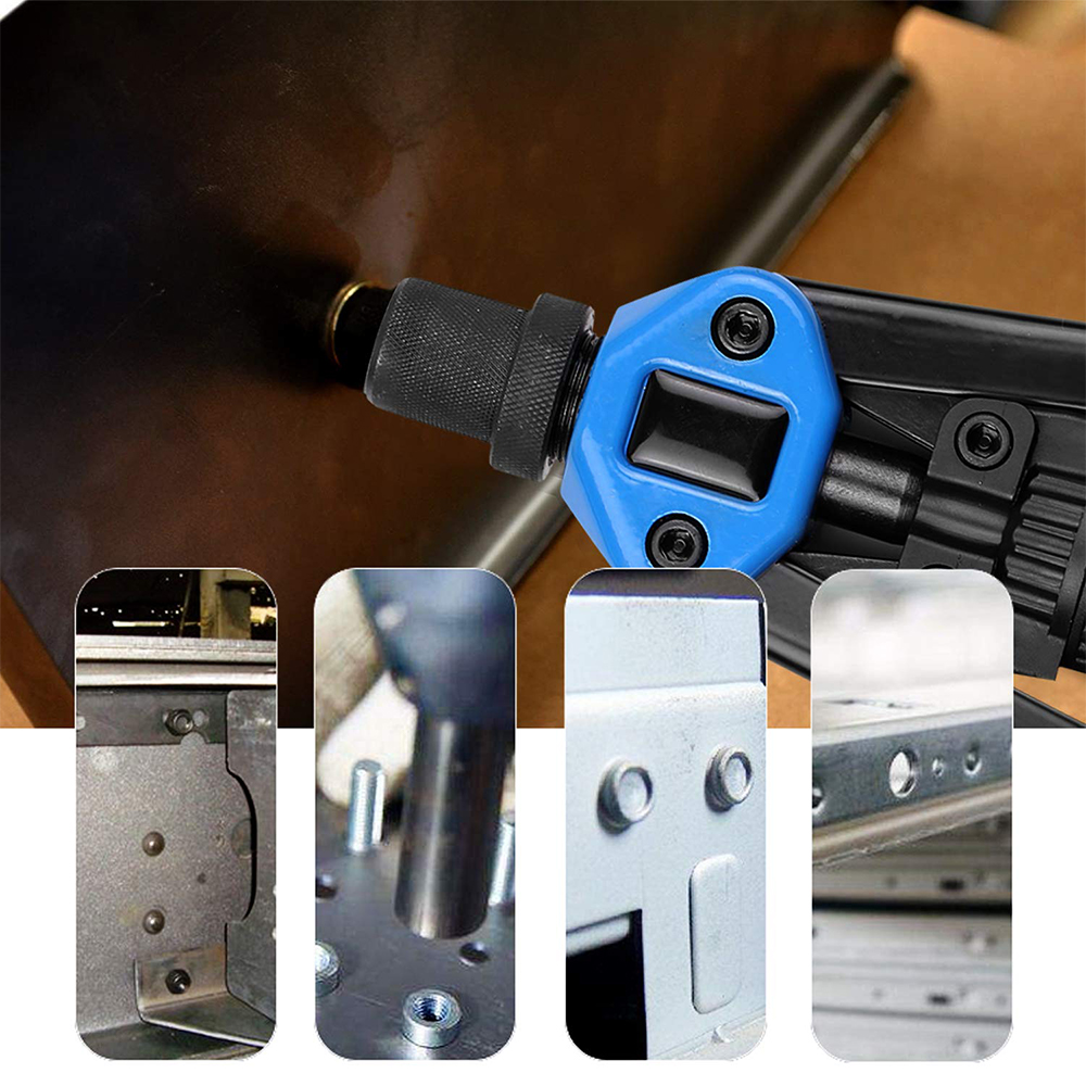 Podofo 110 pièces pistolet à écrou à rivets robuste riveteuse à main 7 tailles M3 M4 M5 M6 M8 M10 M12 ensemble de pinces à écrou à rivets ensemble de pinces à rivets à filetage