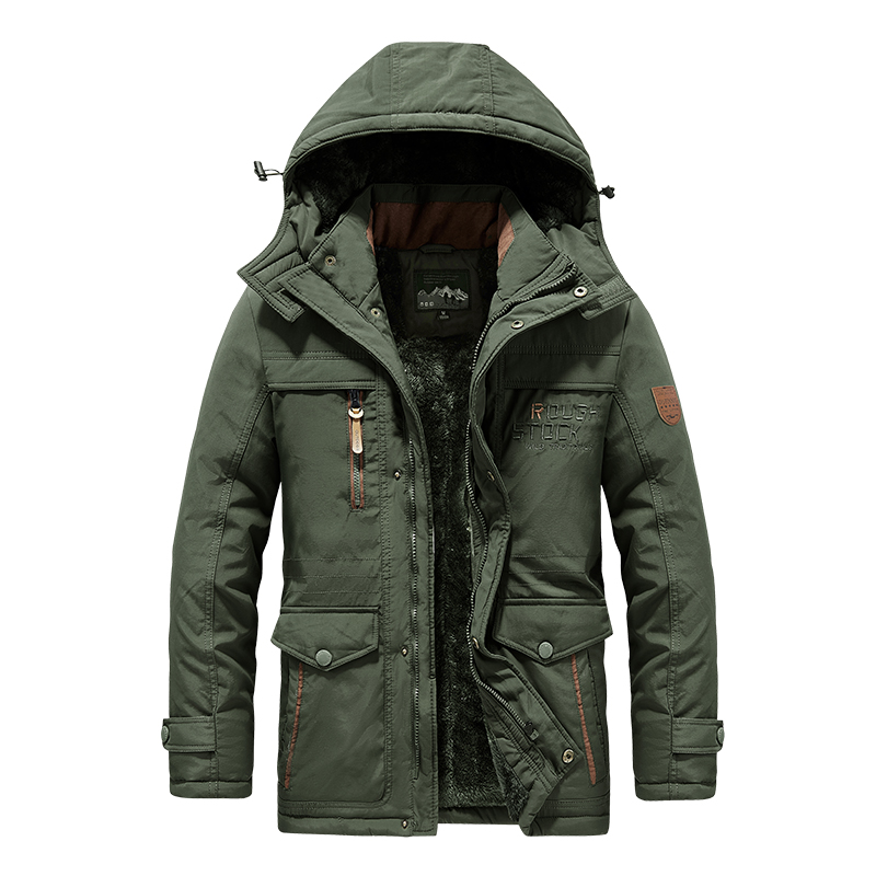 Parkas d'hiver pour hommes, veste rembourrée en coton, Extra chaleur, Extra graisse, mi-longue, multi-poches, manteaux d'hiver