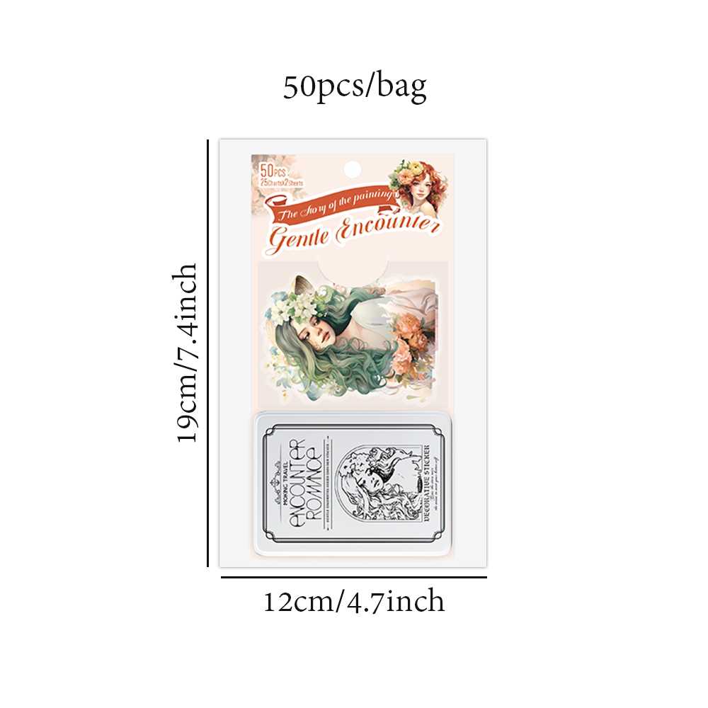 2 スタイル 50 ピース/箱キャラクターステッカーブリキの箱優しい出会いのテーマ Instagram ガールハンドブック装飾 DIY 材料