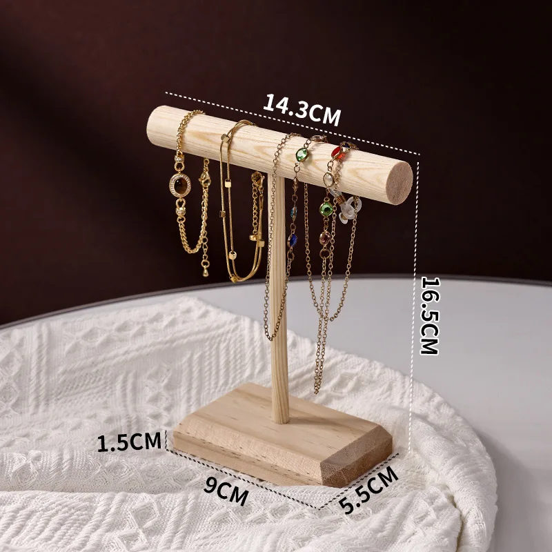 Adereços de jóias de madeira maciça expositor pulseira colar faixa de cabelo jóias armazenamento rack de exibição com base de madeira fornecimento
